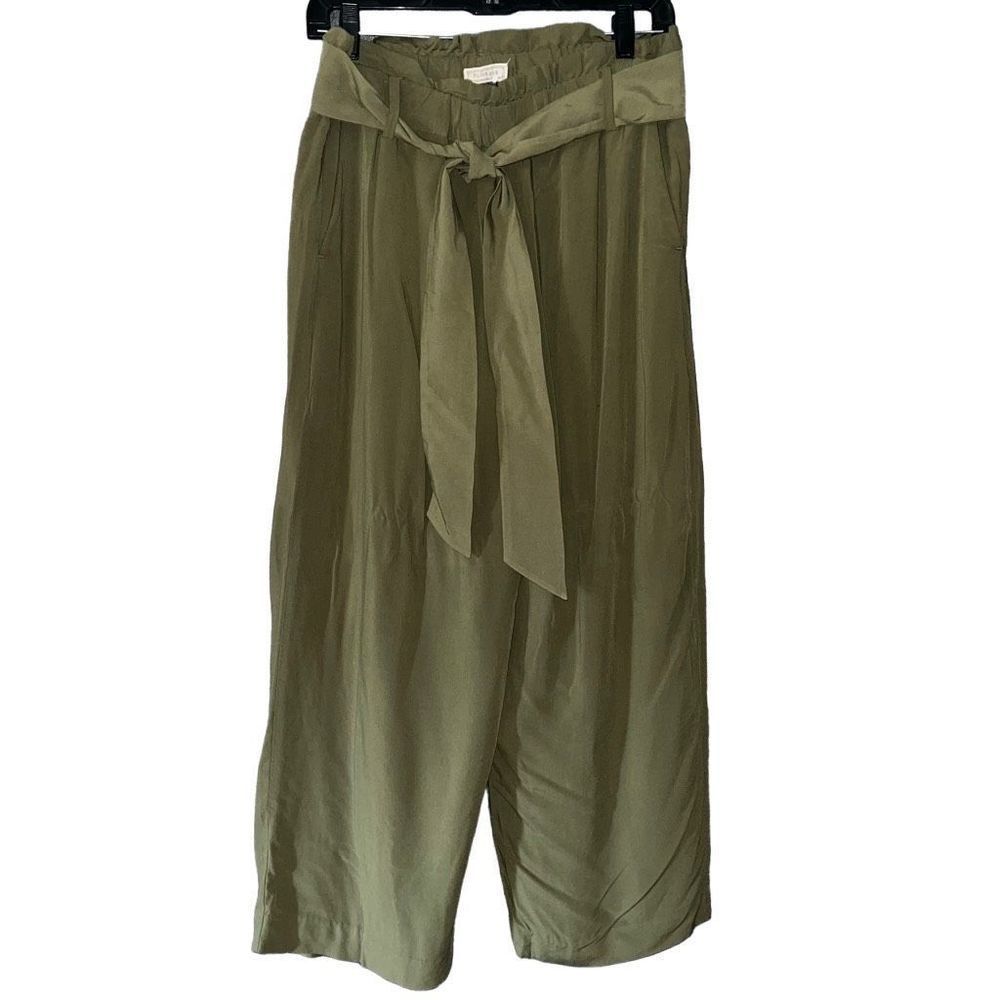J.  Crew Point Sur olive green belted pull on palazzo pants 4